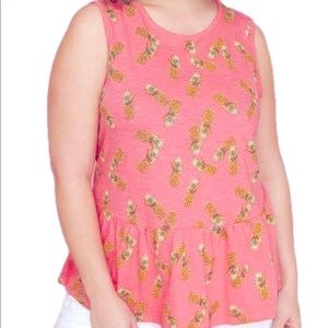 Lane Bryant Pineapple Ruffle Peplum Tank Top